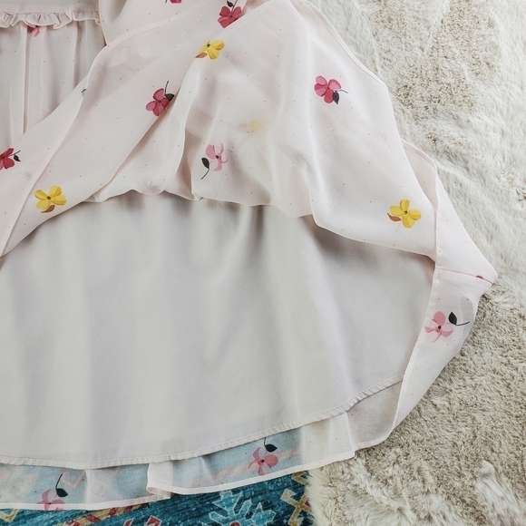 LOFT Pink Floral Ruffle Skirt 4 - Picture 4 of 6